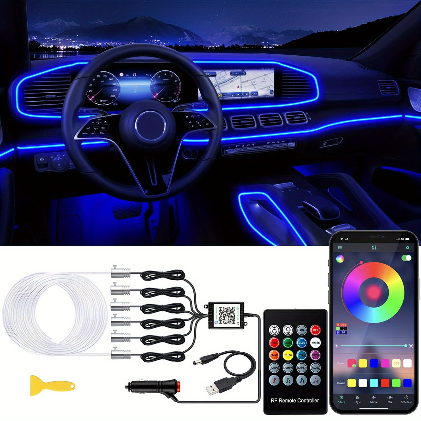 Molinedge RGB LED Car Interior Light Strip