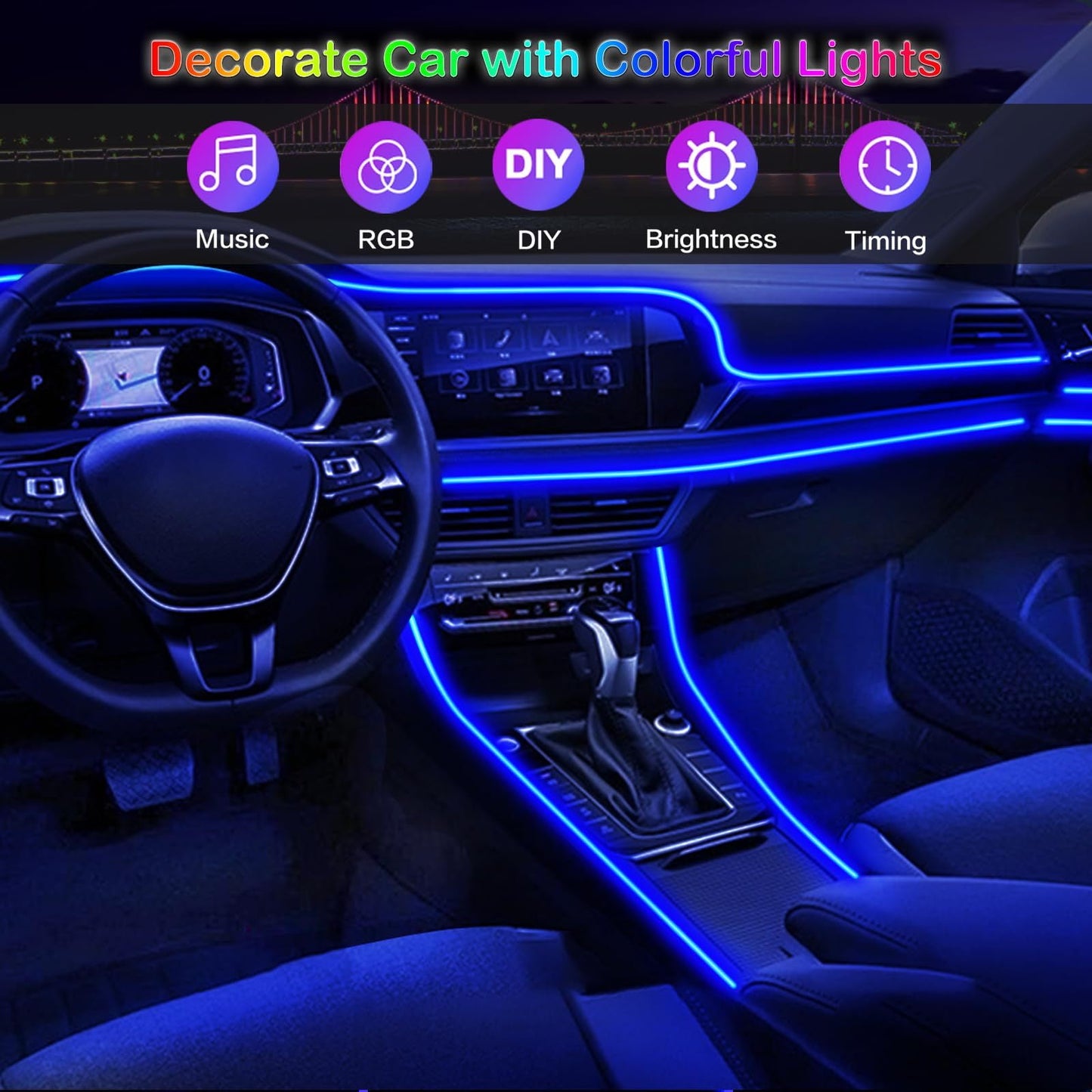 Molinedge RGB LED Car Interior Light Strip