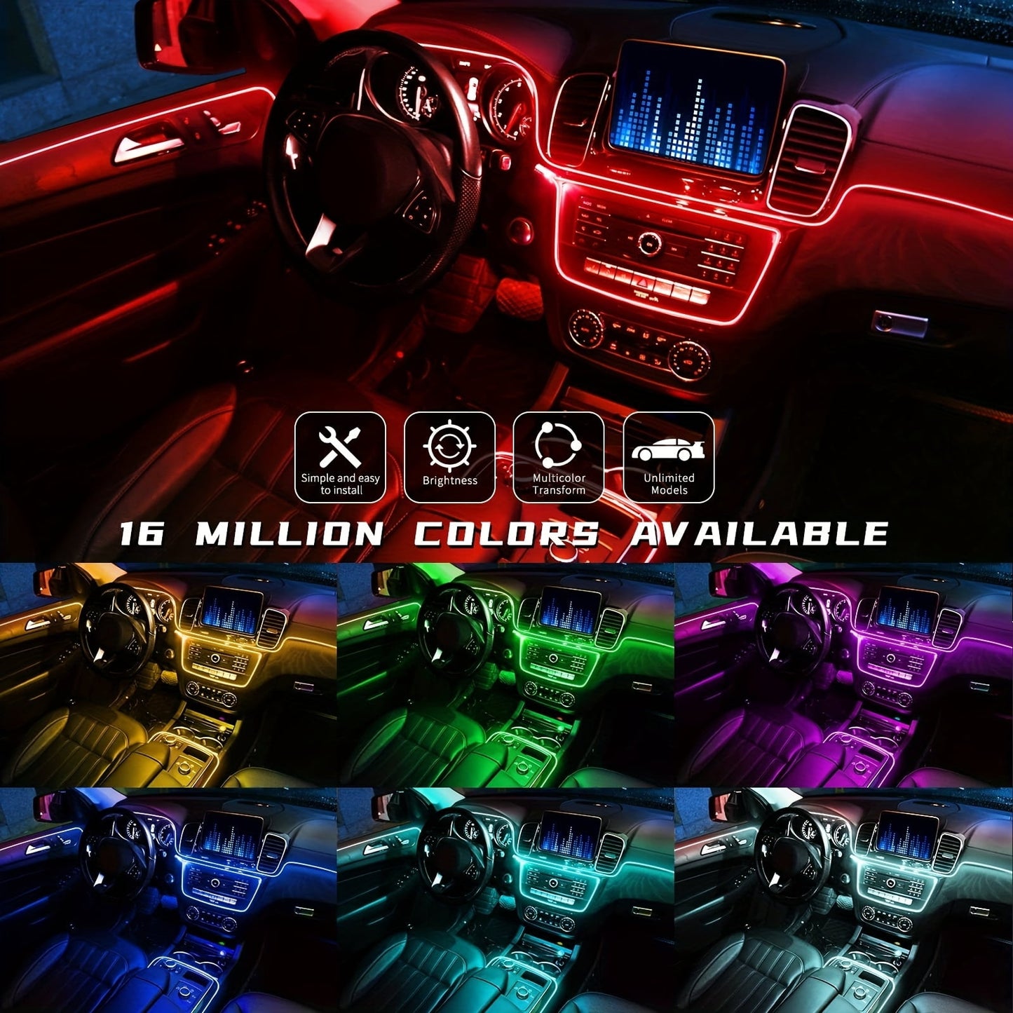 Molinedge RGB LED Car Interior Light Strip